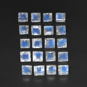 3.74天然白色彩虹月光石，透明，3.2×3.2毫米，透明/半透明