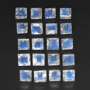 3.74天然白色彩虹月光石，透明，3.2×3.2毫米，透明/半透明