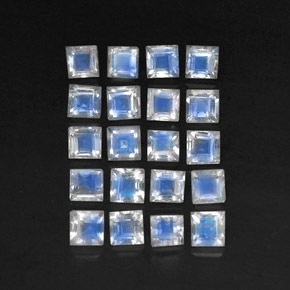 天然白色彩虹月光石，透明，3.2×3.2毫米，透明/半透明
