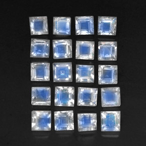 天然白色彩虹月光石，透明，3.2×3.2毫米，透明/半透明
