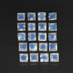 3.39天然白色彩虹月光石，透明，3.1×3.1毫米，透明/半透明