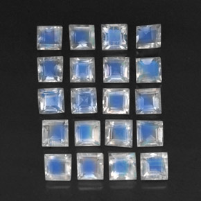 3.39天然白色彩虹月光石，透明，3.1×3.1毫米，透明/半透明