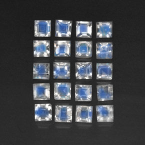 3.55天然白色彩虹月光石，透明，3.2×3.2毫米，透明/半透明