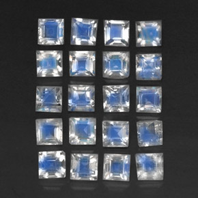 3.55天然白色彩虹月光石，透明，3.2×3.2毫米，透明/半透明