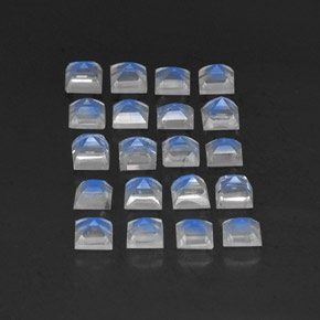3.55天然白色彩虹月光石，透明，3.2×3.2毫米，透明/半透明