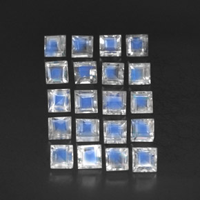 天然白色彩虹月光石，透明，3.2×3.1毫米，透明/半透明