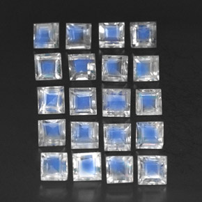 天然白色彩虹月光石，透明，3.2×3.1毫米，透明/半透明