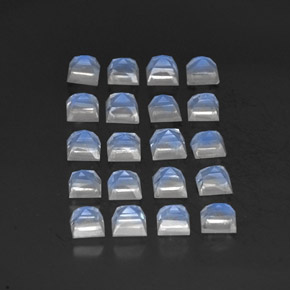 天然白色彩虹月光石，透明，3.2×3.1毫米，透明/半透明