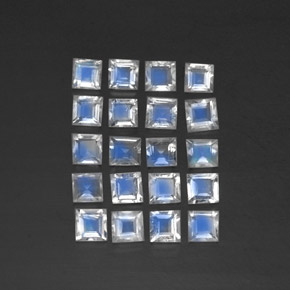 天然白色彩虹月光石，透明，3.2×3.1毫米，透明/半透明