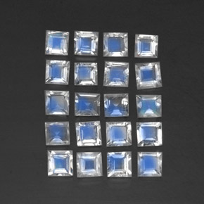 天然白色彩虹月光石，透明，3.2×3.1毫米，透明/半透明