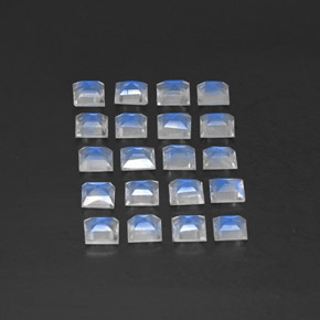 天然白色彩虹月光石，透明，3.2×3.1毫米，透明/半透明