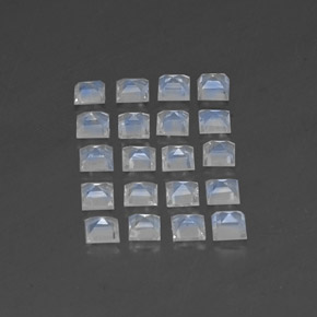 天然白色彩虹月光石，方形，3.2×3.2毫米，透明