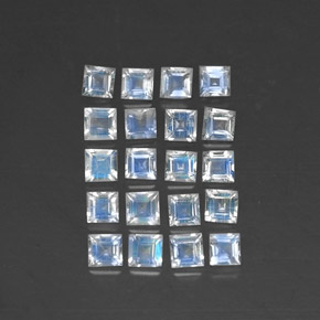天然白色彩虹月光石，方形，3.1×3毫米，透明