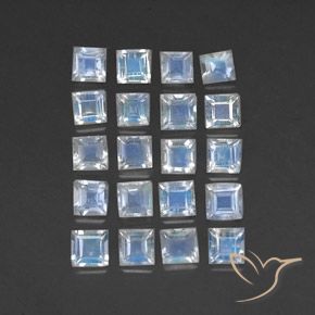 2.53天然白色彩虹月光石，方形，3.1×3.1毫米，透明