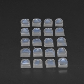 天然白色彩虹月光石，方形，3.1×3.1毫米，透明
