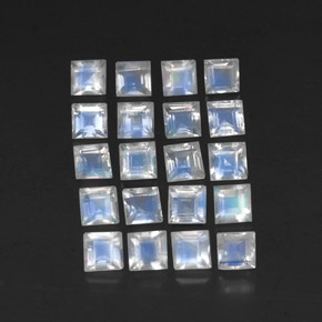 3.36天然白色彩虹月光石，方形，3.2×3.1毫米，透明