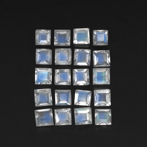 2.51天然白色彩虹月光石，方形，3×3毫米，透明