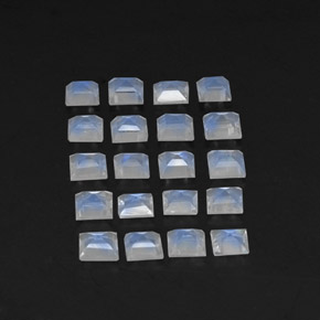 2.51天然白色彩虹月光石，方形，3×3毫米，透明