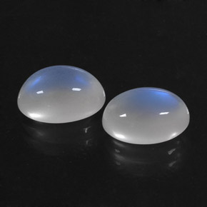 天然白色彩虹月光石，椭圆形切割，9.8×6.6毫米，透明