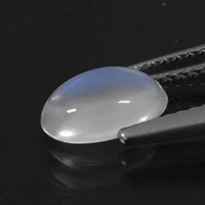 1.09克拉天然白色彩虹月光石，椭圆形切割，8.4×5.2毫米，透明