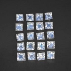 2.34天然白色彩虹月光石，方形，2.9×2.9毫米，透明