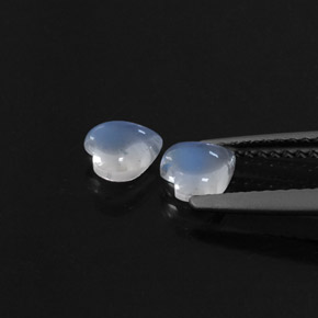 天然白色彩虹月光石，心形，5×5毫米，透明