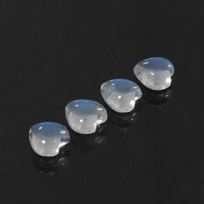 天然白色彩虹月光石，心形，5.1×5毫米，透明