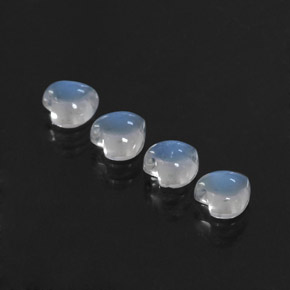 天然白色彩虹月光石，心形，5×4.9毫米，透明