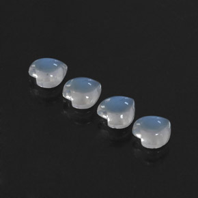 天然白色彩虹月光石，心形，5×4.9毫米，透明
