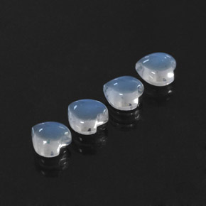 天然白色彩虹月光石，心形，5×4.9毫米，透明