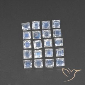 3.24ctw 天然 蓝白色 彩虹月长石, 正方形, 透明