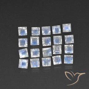 3.61ctw 天然 蓝白色 彩虹月长石, 正方形, 透明