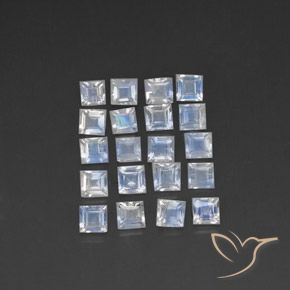 2.65ctw 天然 蓝白色 彩虹月长石, 正方形, 透明