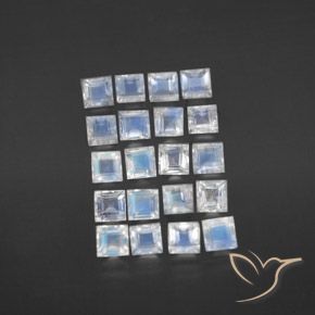 2.90ctw 天然 蓝白色 彩虹月长石, 正方形, 透明