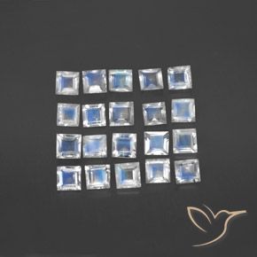 2.85ctw 天然 蓝白色 彩虹月长石, 正方形, 透明