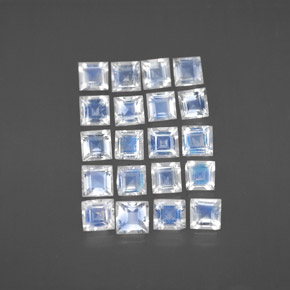 2.66天然白色彩虹月光石，方形，3.1×2.9毫米，透明