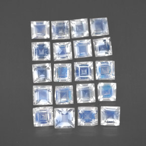 2.66天然白色彩虹月光石，方形，3.1×2.9毫米，透明