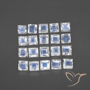 2.22天然白色彩虹月光石，方形，2.9×2.9毫米，透明