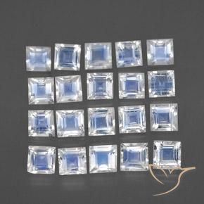 2.22天然白色彩虹月光石，方形，2.9×2.9毫米，透明