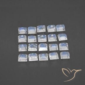 2.22天然白色彩虹月光石，方形，2.9×2.9毫米，透明