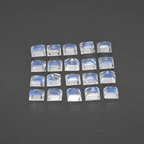天然白色彩虹月光石，方形，3.1×3.1毫米，透明