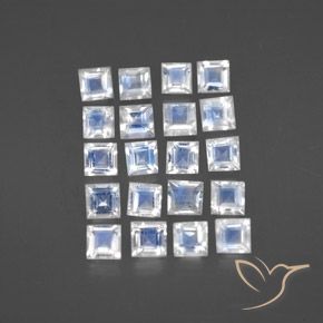 2.89ctw 天然 蓝白色 彩虹月长石, 正方形, 透明
