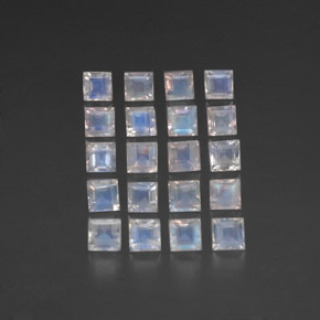 3.89天然白色彩虹月光石，方形，3.3×3.1毫米，透明