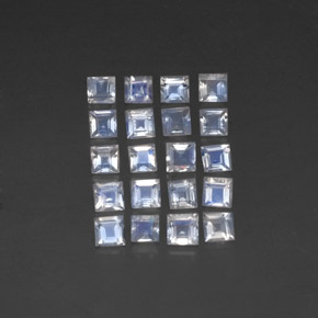 天然白色彩虹月光石，方形，3.1×3毫米，透明