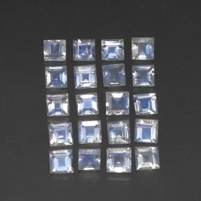 天然白色彩虹月光石，方形，3.1×3毫米，透明