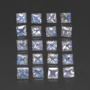 天然白色彩虹月光石，方形，3.1×3毫米，透明