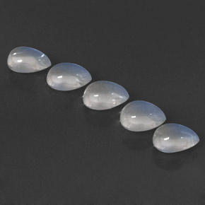 天然白色彩虹月光石，梨形，7.2×5.1毫米，透明
