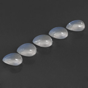 天然白色彩虹月光石，梨形，7.2×5.1毫米，透明