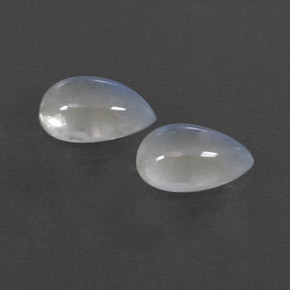 天然白色彩虹月光石，梨形，9.2×6.1毫米，透明