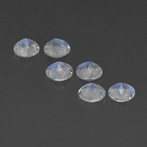 天然白色彩虹月光石，圆形切割，4.95毫米，透明